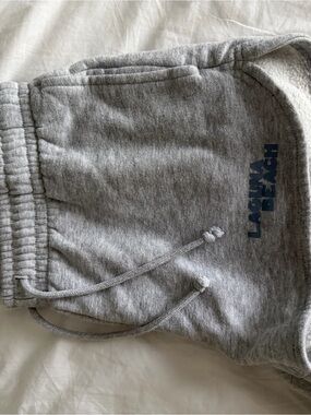 PacSun Women's Gray Fleece Drawstring Shorts with Logo